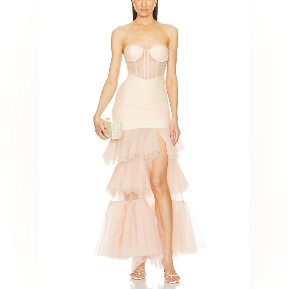 Michael Costello Lily Gown in Nude